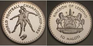 LESOTHO 10 Maloti 1982 Proof - Silver 0.925 - World Cup Soccer Spain 82 - 2227 *