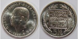 SWEDEN 5 KRONOR 1966 GUSTAF VI ADOLF CONSTITUTION REFORM SILVER WORLD COIN 