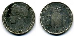 1 Peseta Kingdom of Spain (1874 - 1931) Argent Alfonso XIII of Spain (1886 - 1941)
