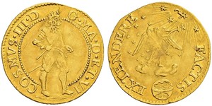 ITALIA Livorno Cosimo III. de Medici, 1670-1723. Ongaro cosiddetto della Fama. 3.44 g. MIR 74 (indicato R/5, senza valuta­zioni). Estremamente rara. Spl. Questa eccezionale moneta fu coniata seco ...
