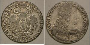 AUSTRIA 3 Kreuzer 1731 - Silver -  Mint Hall - Karl VI. - VF/XF - 4138 *