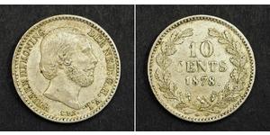  
  1878, Netherlands, William III. Nice Silver 10 Cents (1/10 Gulden) Coin. AU++  Mint Year: 1878 Mint Place: Utrecht. Reference: KM-80 ($60 in XF!) Denomination: 10 Cents (1/10 Gulden) Conditio ...