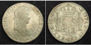  
  1816, Mexico, Ferdinand VII. Colonial 8 Reales (Spanish Bust Dollar) Coin. VF-aXF!   Mint Year: 1816  Denomination: 8 Reales  Mint Mark: Mo (Mexico Mint)  Reference: 1817-MoJJ. KM #111. Assay ...