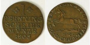 BRUNSWICK WOLFENBUTTEL 1 Pfennig 1805MC - Copper - Karl Wilhelm Ferdinand - 4302