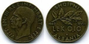 0,10 Lek Albanian Kingdom (1939-1943) Bronze/Aluminium Viktor Emanuel III. (Italien) (1869 - 1947)