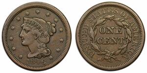 1846 Braided Hair Large Cent, Small Date, N-20, R3+