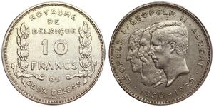 Belgium - 10 Francs 1930 - Independence - French text