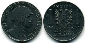 0,20 Lek Albanian Kingdom (1939-1943) Acero inoxidable Víctor Manuel III de Italia (1869 - 1947)