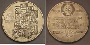 GERMANY (East - DDR) 10 Mark 1989 A - 40th Anniversary of DDR - UNC - 630 *