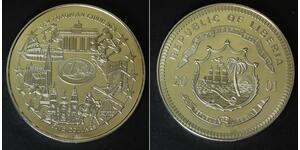 LIBERIA 5 Dollars 2001 - Copper/Nickel - New European Currency - aUNC - 4238