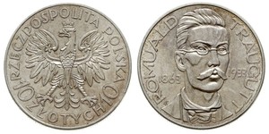 Poland - 2nd Republic of Poland; 10 złotych 1933, Warszawa; Romuald Traugutt - 70. rocznica Powstania Styczniowego; Parchimowicz 122; piękne - GRADE: I/I-