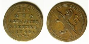 BAMBERG (German State) 1/2 Kreuzer 1762 - Billon - Adam Friedrich - VF- - 930