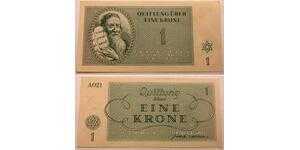 BOHEMIA & MORAVIA Theresienstadt Concentration Camp 1 Krone 1.1. 1943 - XF/aUNC*