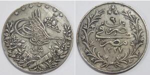 EGYPT 1913 10 PIASTRES QIRSH AH1327 SULTAN MEHMED SILVER WORLD COIN 