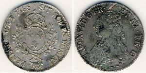 Франция
1 экю (1786 г.)
Серебро
корова. Людовик XVI. Номер по краузе #78а, 917-я проба, 5,835 г. 
