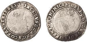 1 Shilling Reino de Irlanda (1542-1651, 1659-1801) Plata Jacobo I (1566-1625)