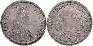 Altdeutsche Münzen und Medaillen Augsburg, Bistum Alexander Sigismund von Pfalz-Neuburg 1690-1737. Taler 1694, Stempel von P. H. Müller. Brustbild nach rechts / Kurhut über den Wappen des Bistums ...