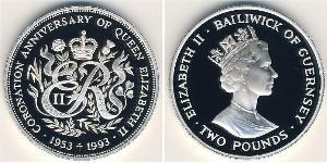 2 Pound Guernsey Plata 