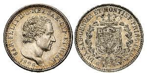 1 Lira Italian city-states Plata Carlos Félix de Cerdeña