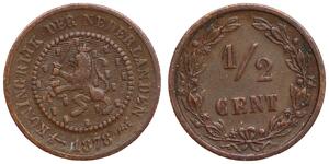 Netherlands - 1/2 Cent 1878