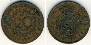 Азорские острова
20 рейс (1843 г.)
Медь
Мария II. Номер по Краузе КМ#12
