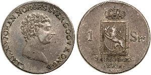 1 Daler Noruega Plata Carlos XIV Juan de Suecia (1763-1844)