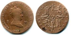 2 Maravedi Kingdom of Spain (1814 - 1873) Copper 