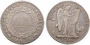 1 Livre French First Republic (1792-1804) Silver 