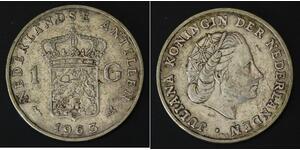 NETHERLANDS 1 Gulden 1963 - Silver 0.720 - Juliana - VF - 242