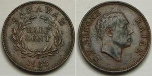 SARAWAK 1/2 Cent 1933 H - Bronze - Charles V. Brooke Rajah -  XF - 308 *