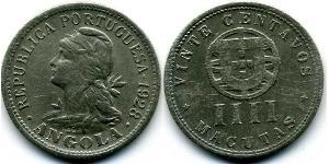 20 Centavo / 4 Macuta 葡屬西非 (1575 - 1975) / 葡萄牙 銅/Zinc 