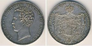 Анхальт-Дессау
2 талера (1843 г.)
Серебро
A. Леопольд Фридрих 1817-1871 гг. Номер по Краузе # 13, 900-я проба, 31,12 г.
