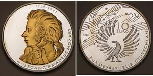 GERMANY 10 Euro 2006 - Gold plated Silver 0.925 - Wolfgang Amadeus Mozart -4457*