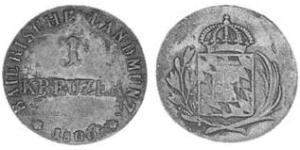 1 Kreuzer Kingdom of Bavaria (1806 - 1918) Copper Maximilian I Joseph of Bavaria (1756 - 1825)