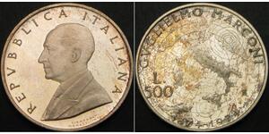 ITALY 500 Lire 1974R - Silver .835 - Guglielmo Marconi - aUNC - 889 