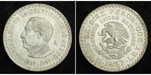  
 
   1957, Mexico (2nd Republic). Large Silver 10 Pesos 