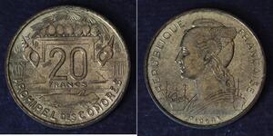 COMOROS 20 Francs 1964(a) - Aluminum/Bronze - aUNC - 602