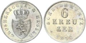 6 Kreuzer Großherzogtum Hessen (1806 - 1918) Silber Ludwig II. (Hessen-Darmstadt)