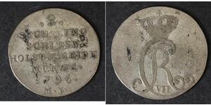 SCHLESWIG HOLSTEIN 2 Sechsling 1796 MF - Silver 0.250 - Christian VII. - 364