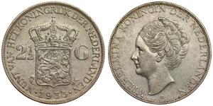 Netherlands - 2-1/2 Gulden 1933 - Wilhelmina - Silver