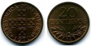 20 Centavo Second Portuguese Republic (1933 - 1974) Bronze 