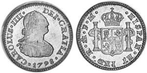 1/2 Real Vicereame della Nuova Spagna (1519 - 1821) Argento Carlo IV di Spagna (1748-1819)