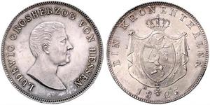 1 Thaler Hesse-Darmstadt (1806 - 1918) Plata Luis I de Hesse-Darmstadt