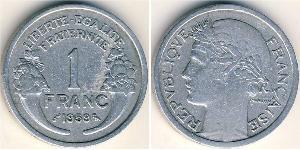 1 Franc French Fifth Republic (1958 - ) Aluminium 