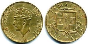 1/2 Penny Jamaica (1962 - ) Brass/Nickel George VI (1895-1952)