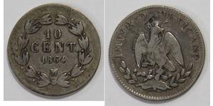 10 Centavo Second Mexican Empire (1864 - 1867) Silver 