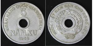 VIET NAM 5 Xu 1958 (s) - Aluminum - VF - 2406