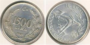 1500 Lira Turchia (1923 - ) Argento 