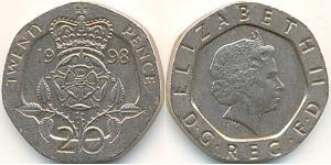 20 Penny Feriind Kiningrik (1922-) Cuivre/Nickel Elizabeth II (1926-2022)