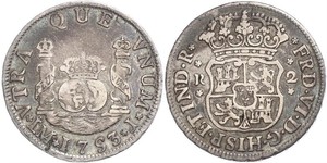 2 Real Perú Plata Fernando VI de España (1713-1759)